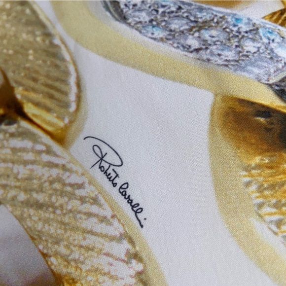 NWT Robert Cavalli Silk Chain-Print One-Shoulder Top size 40 US4-6 - Picture 4 of 16